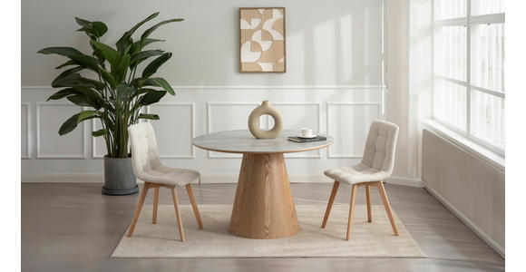 STUHL  Stoffauswahl Leinenoptik  - Beige/Naturfarben, Design, Holz/Textil (45/89/53cm) - Carryhome