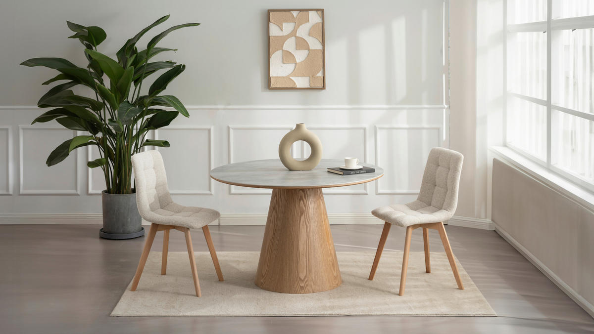 STUHL  Stoffauswahl Leinenoptik  - Beige/Naturfarben, Design, Holz/Textil (45/89/53cm) - Carryhome