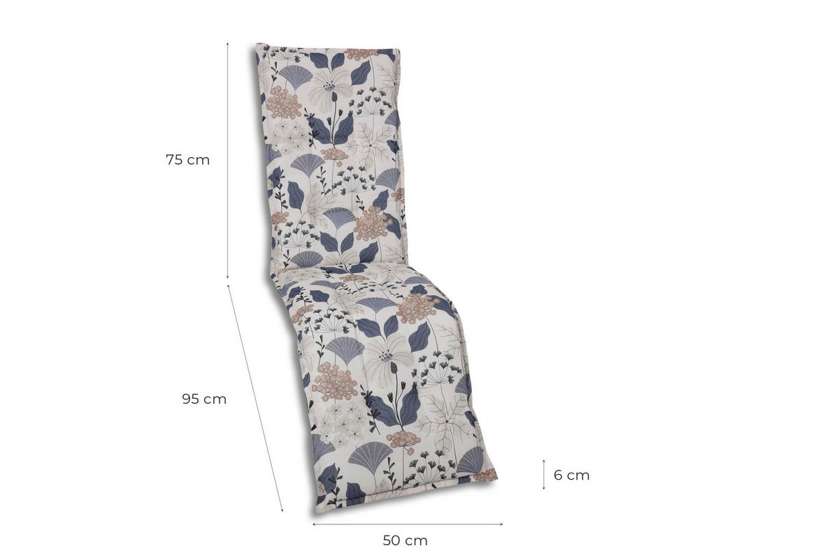 RELAXSESSELAUFLAGE in Beige, Blau Floral  - Blau/Beige, Design, Textil (50/6/170cm)