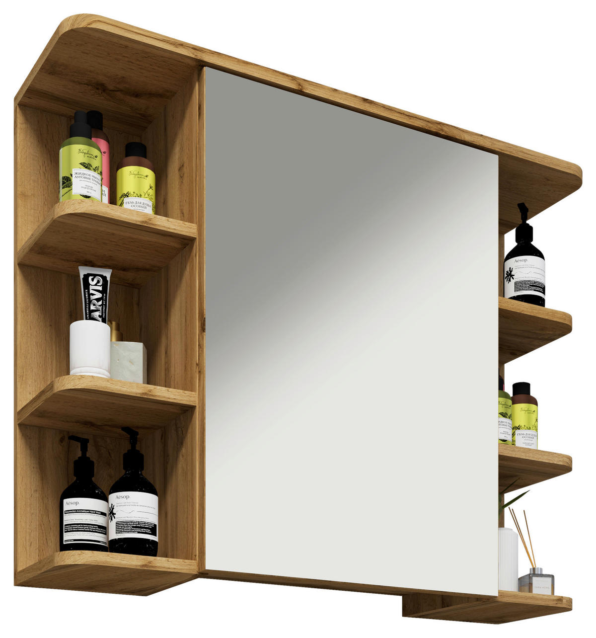 SPIEGELSCHRANK 80/64/21 cm  - Honigeiche, MODERN, Glas/Holzwerkstoff (80/64/21cm) - MID.YOU