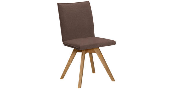 STUHL Lederlook, Mikrofaser Braun, Eichefarben Wildeiche massiv  - Eichefarben/Braun, KONVENTIONELL, Holz/Textil (60/91/61cm) - Moderano