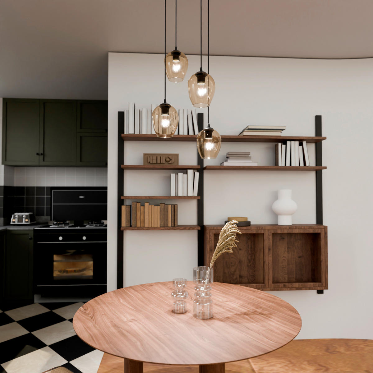 HÄNGELEUCHTE  40/40/100 cm    - Schwarz, KONVENTIONELL, Glas/Metall (40/40/100cm)