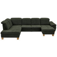 WOHNLANDSCHAFT in Mikrofaser Grün  - Wildeiche/Beige, Konventionell, Holz/Textil (243/343/185cm) - Voleo