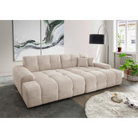 BIGSOFA in Bouclé Beige  - Beige/Schwarz, MODERN, Kunststoff/Textil (304/87/155cm) - Livetastic