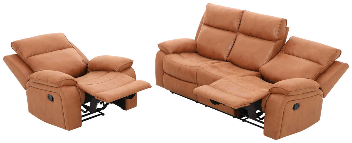 3-SITZER-SOFA Mikrofaser Cappuccino  - Schwarz/Cappuccino, Design, Holz/Kunststoff (215/101/97cm) - Livetastic