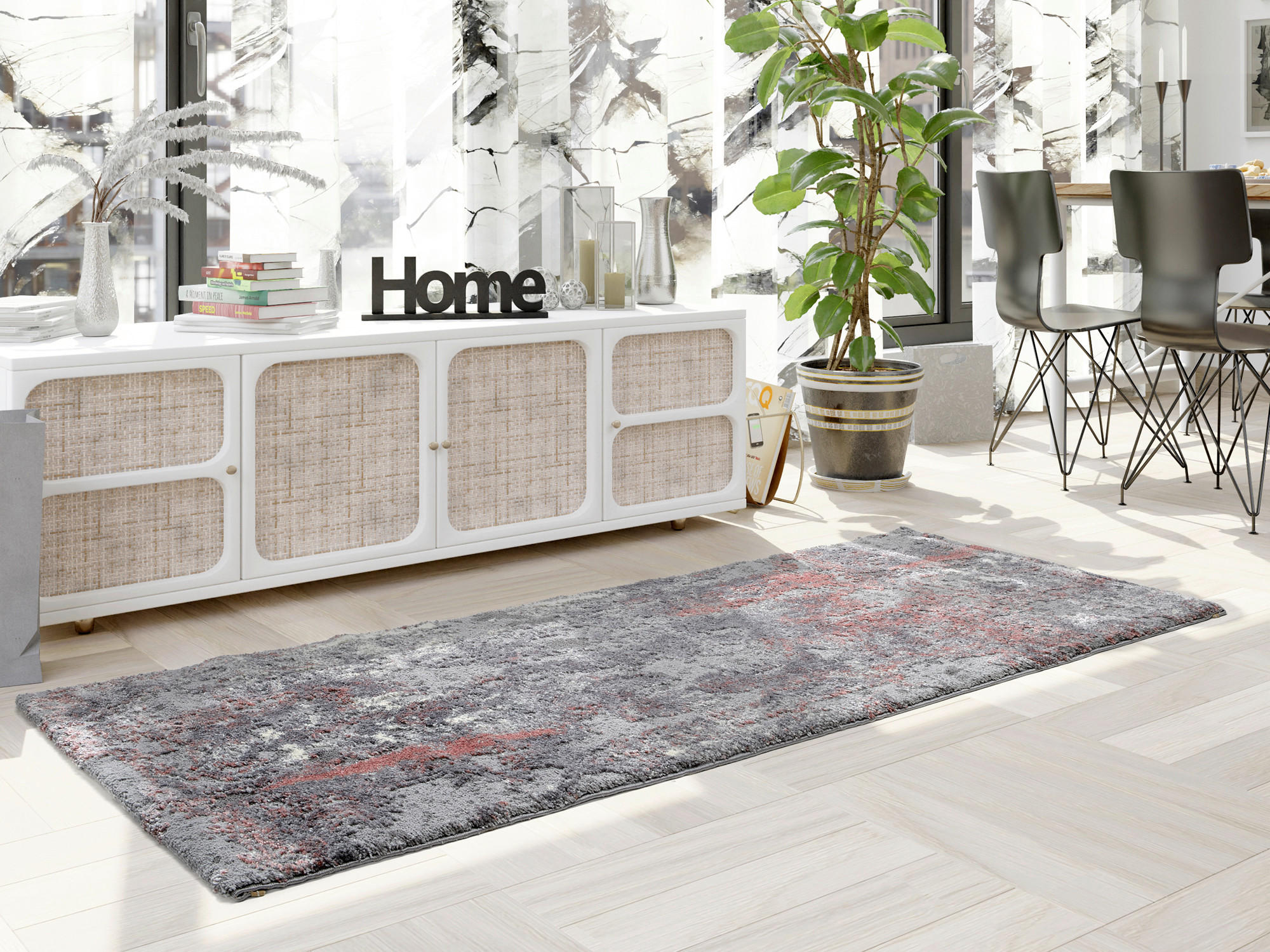 LÄUFER 80/250 cm Timeline Quantum  - Hellrot/Grau, Design, Textil (80/250cm) - Novel