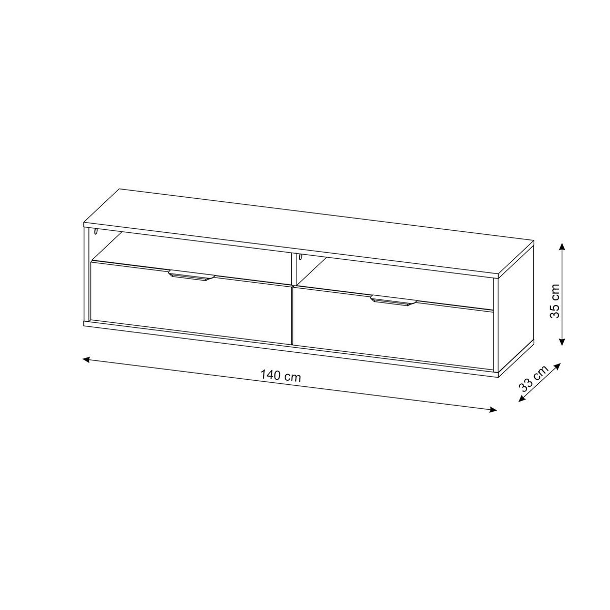 LOWBOARD  in 140/35/33 cm  - Goldfarben/Weiß, Design, Holzwerkstoff/Metall (140/35/33cm) - Livetastic