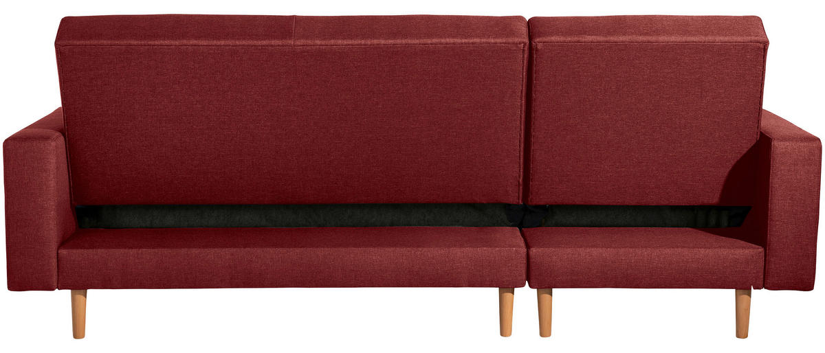 ECKSCHLAFSOFA in Flachgewebe Rot  - Rot/Erlefarben, Design, Holz/Textil (230/93/152cm) - Max Winzer