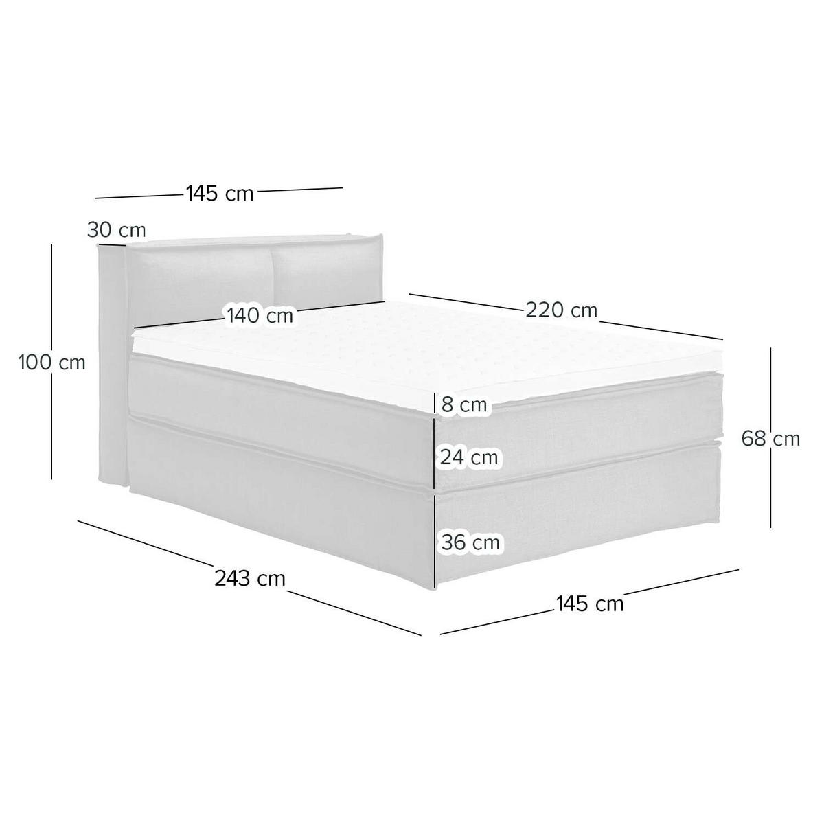 BOXSPRINGBETT 140/220 cm  in Anthrazit  - Anthrazit/Schwarz, Design, Textil (140/220cm) - home24