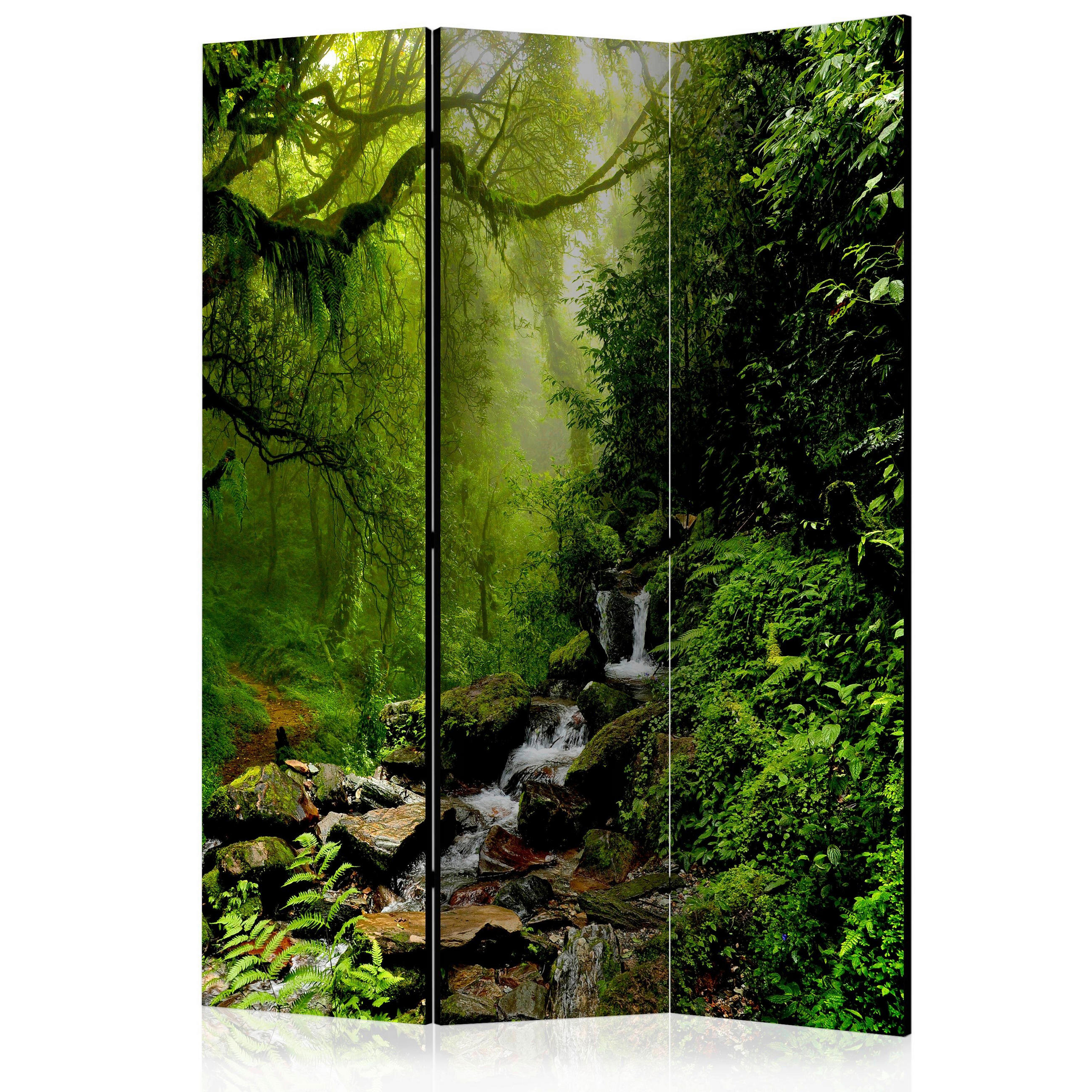PARAVENT mit 3  Flügel - Dunkelgrün/Grün, Basics, Holz/Textil (135/172/3cm) - artgeist