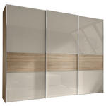 SCHWEBETÜRENSCHRANK  in Eichefarben, Sandfarben  - Sandfarben/Chromfarben, Basics, Glas/Holzwerkstoff (249/222/68cm) - Moderano