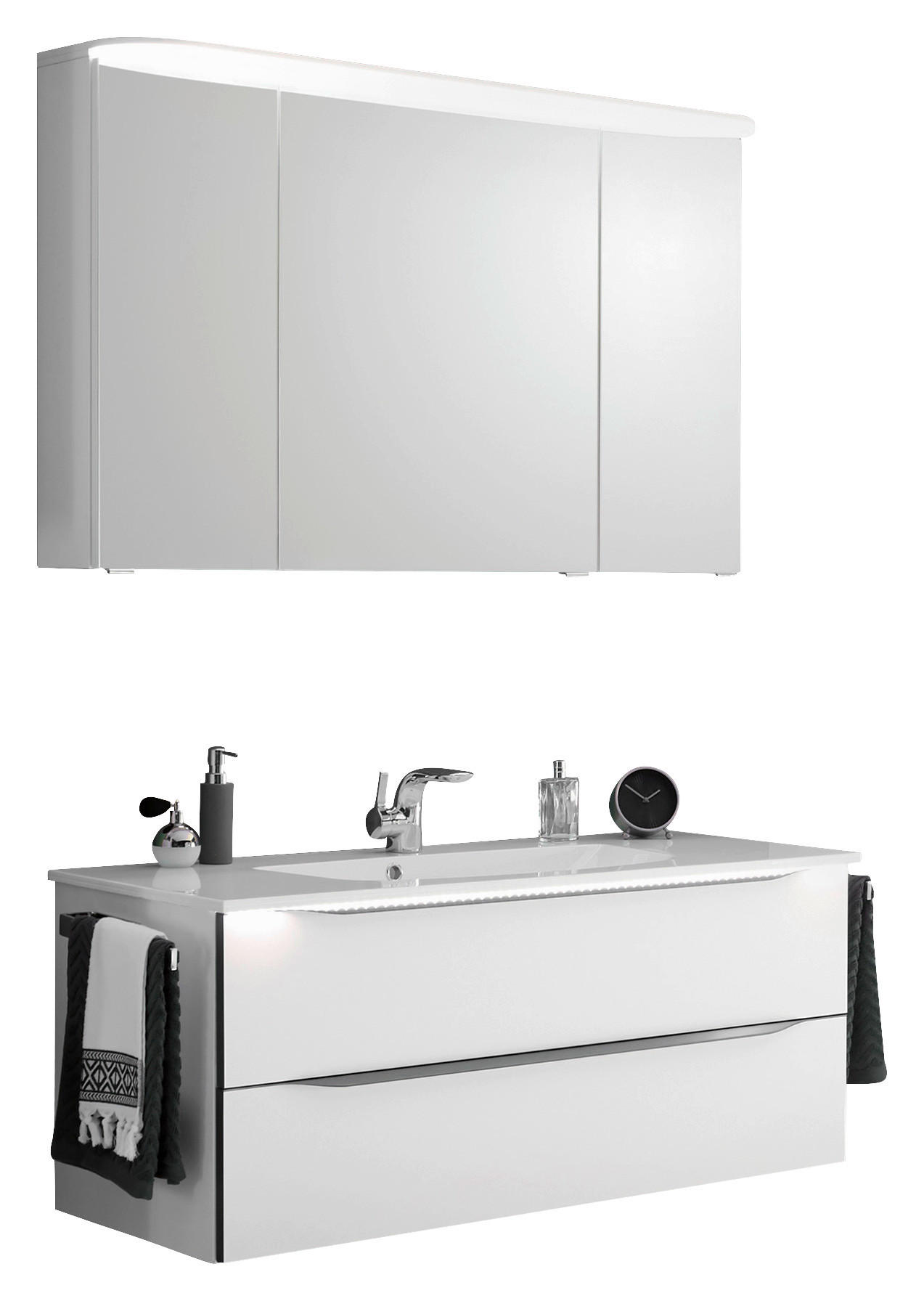 BADEZIMMER  in 117 cm  - Anthrazit/Weiß, KONVENTIONELL, Holzwerkstoff/Stein (117cm) - Sadena