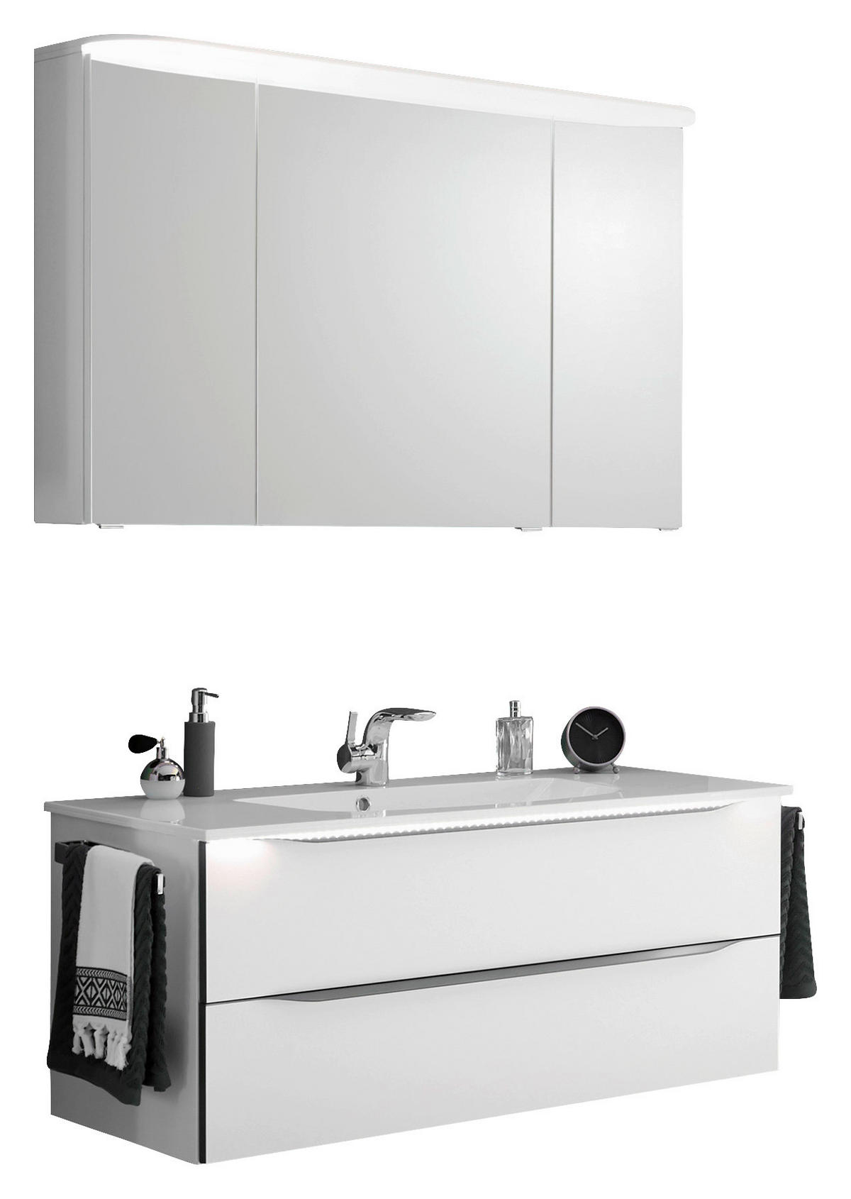 KUPATILO  antracit, bela  - bela/antracit, Konvencionalno, kamen/pločasti materijal (117cm) - Sadena