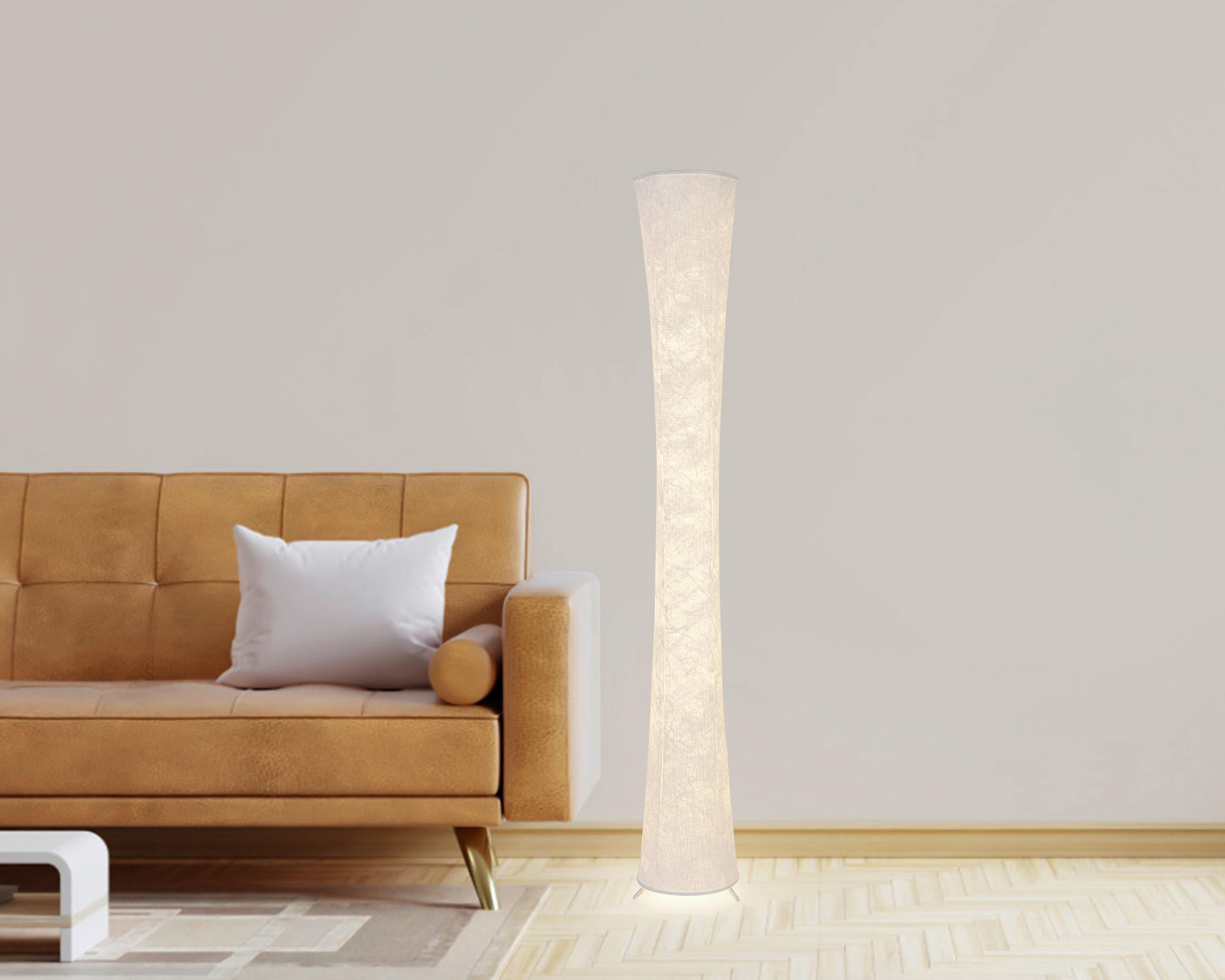 STOJACIA LED LAMPA, 23/158 cm - biela, Basics, kov/textil (23/158cm) - Novel