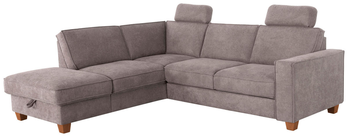 ECKSOFA in Flachgewebe Taupe  - Taupe/Eichefarben, Konventionell, Holz/Textil (213/236cm) - Sit & More