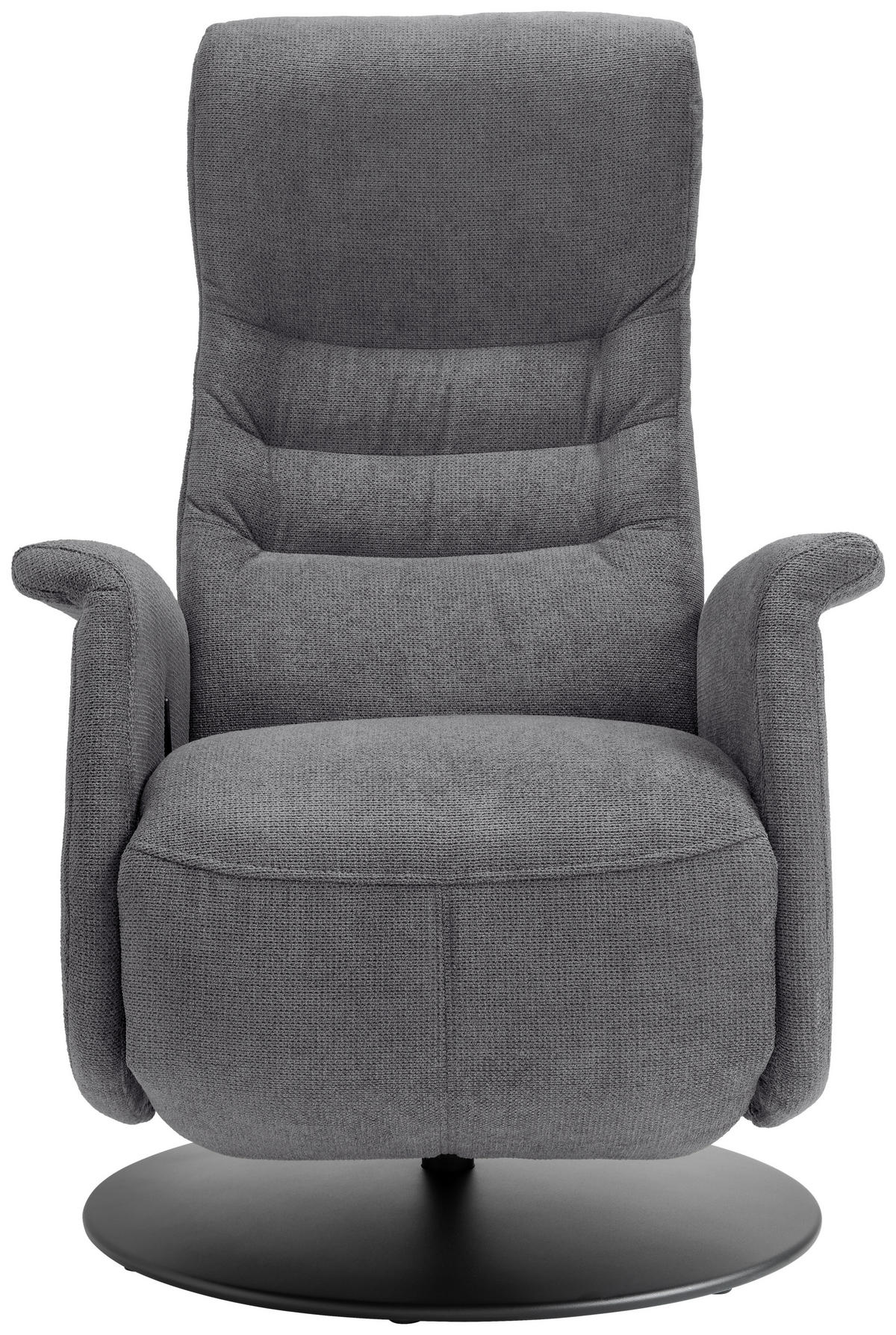 RELAXSESSEL LATINA Chenille Kopfteilverstellung, Fußteilverstellung, Rücken echt    - Dunkelgrau/Schwarz, MODERN, Textil/Metall (72/118/85-165cm) - Livetastic