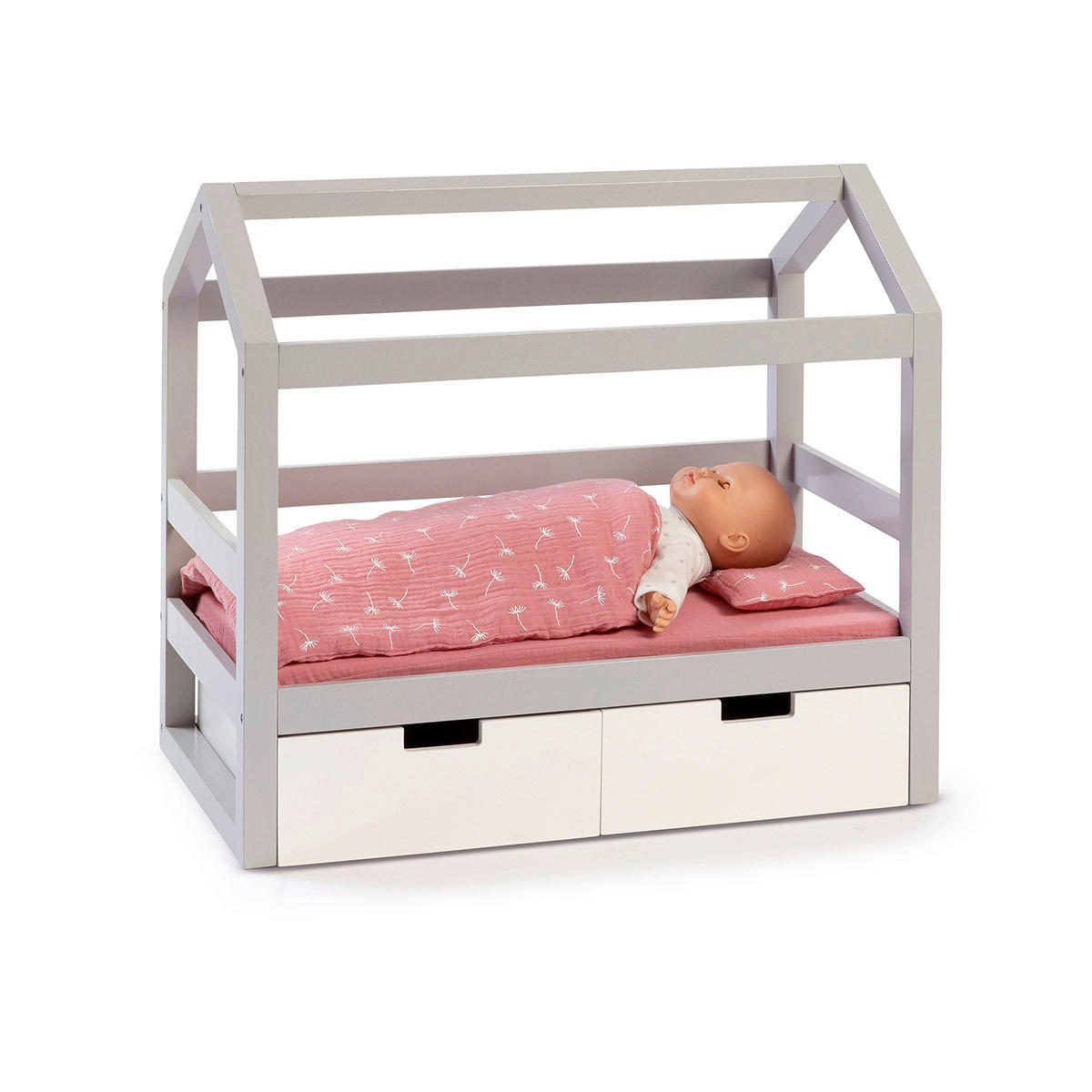 Musterkind Puppenbett Viola Weiß, Grau 31x50x55 cm