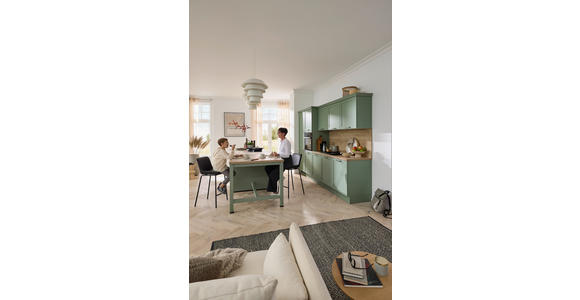 EINBAUKÜCHE   - Eukalyptusholzfarben/Grün, Design, Holzwerkstoff - Novel