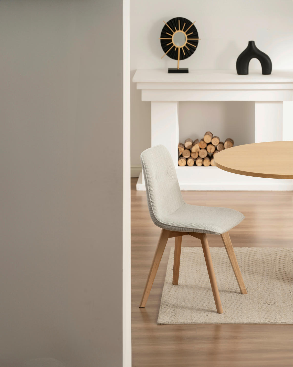 STUHL   Leinenoptik  Buchefarben, Hellgrau  - Buchefarben/Hellgrau, Modern, Holz/Textil (45/88/54cm) - Stylife