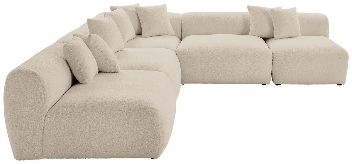 ECKSOFA BLOOM Beige Flachgewebe, Teddystoff  - Beige, Trend, Textil (315/300cm) - Livetastic