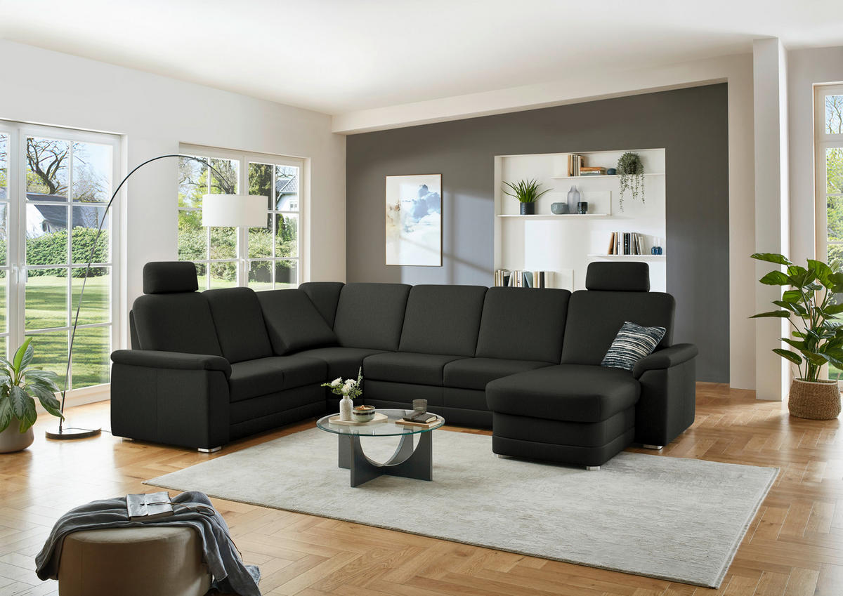 WOHNLANDSCHAFT  in Chenille Anthrazit  - Anthrazit/Alufarben, KONVENTIONELL, Holz/Textil (235/329/160cm) - Beldomo Comfort