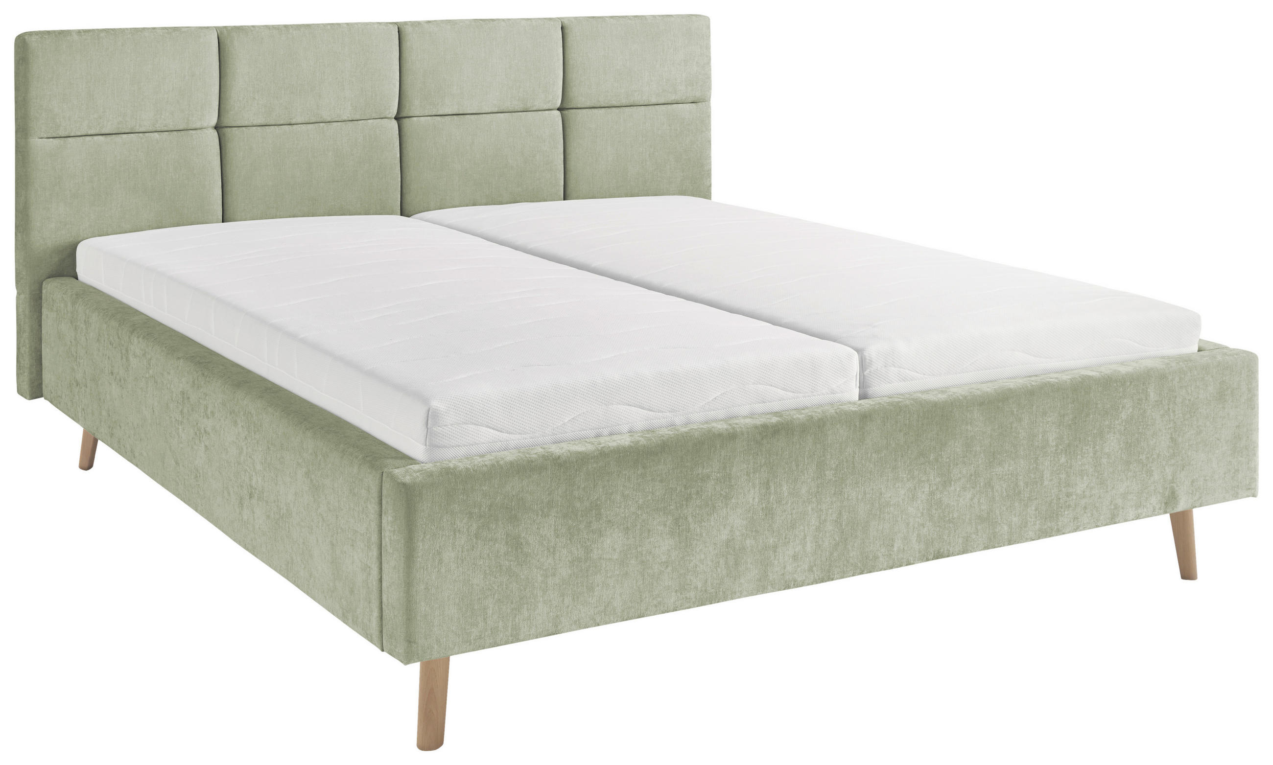 POLSTERBETT 180/200 cm,  in Hellgrün,  - Eichefarben/Hellgrün, KONVENTIONELL, Holz/Textil (180/200cm) - SetOne by Musterring