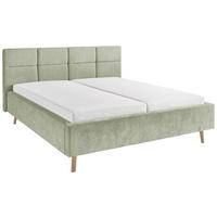POLSTERBETT 180/200 cm,  in Hellgrün,  - Eichefarben/Hellgrün, KONVENTIONELL, Holz/Textil (180/200cm) - SetOne by Musterring