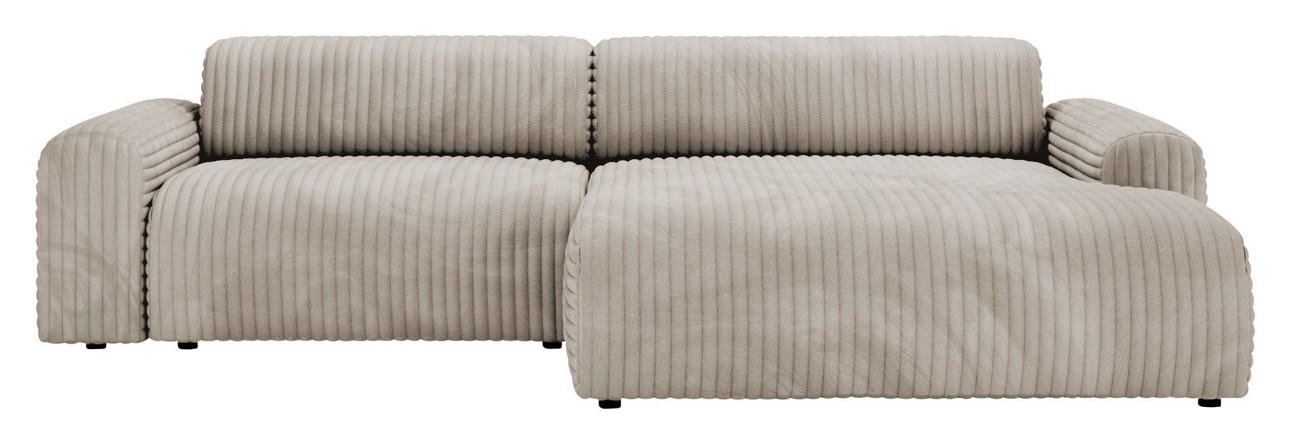 ECKSOFA Greige Cord  - Greige/Schwarz, Design, Kunststoff/Textil (292/178cm) - home24