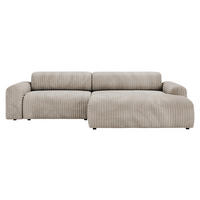 ECKSOFA in Cord Greige  - Greige/Schwarz, Design, Kunststoff/Textil (292/178cm) - Livetastic