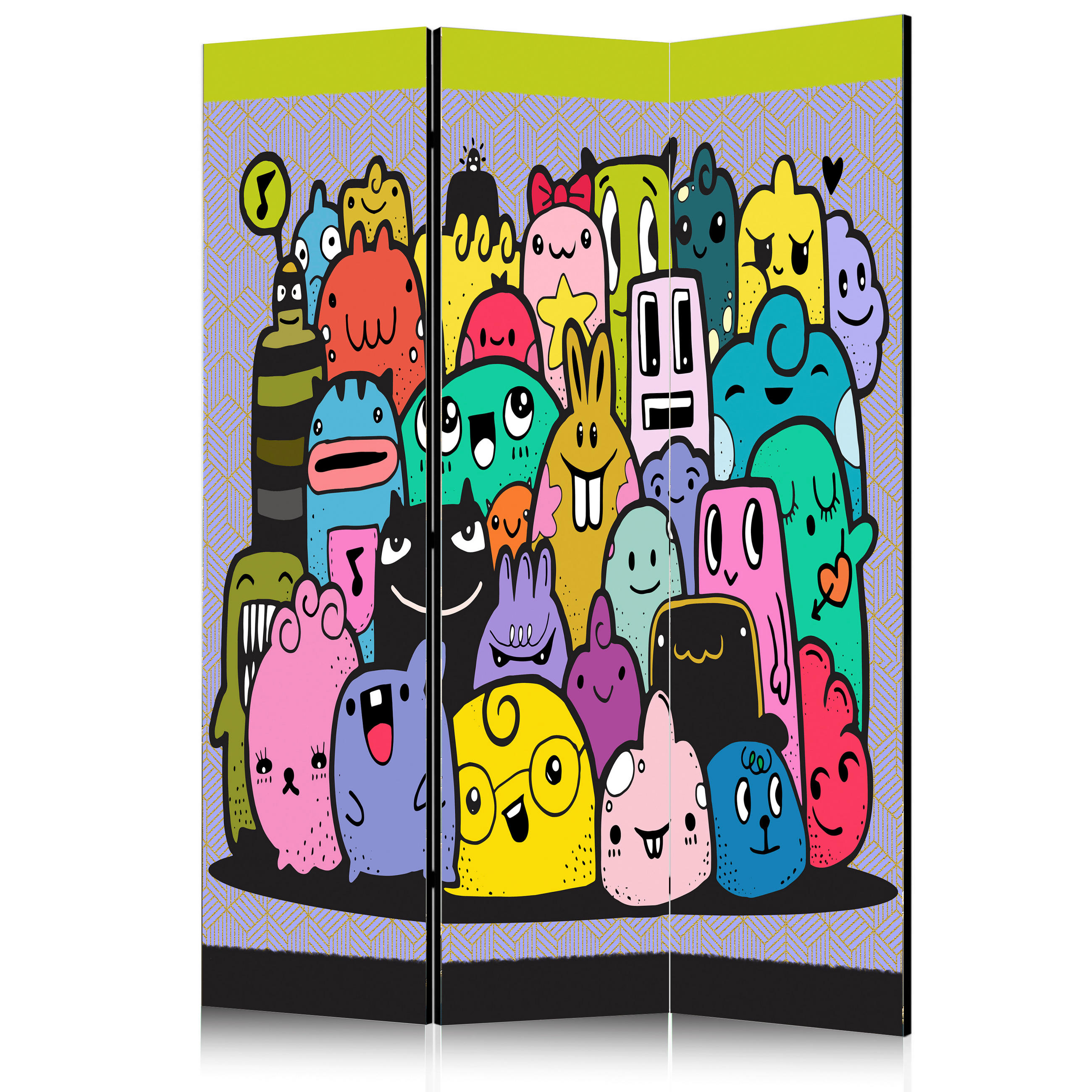 PARAVENT mit 3  Flügel - Multicolor, Basics, Holz/Textil (135/172/3cm) - artgeist