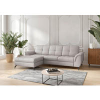 ECKSOFA ZORA E in Echtleder Hellgrau  164/262 cm  - Hellgrau/Schwarz, MODERN, Leder/Metall (164/262cm) - Sit & More