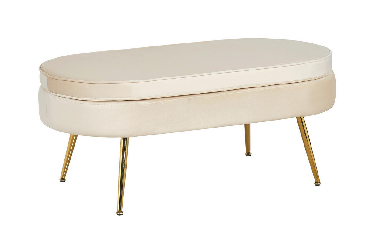 HOCKER in Textil Beige  - Beige/Goldfarben, MODERN, Textil/Metall (99/40/44cm) - Livetastic