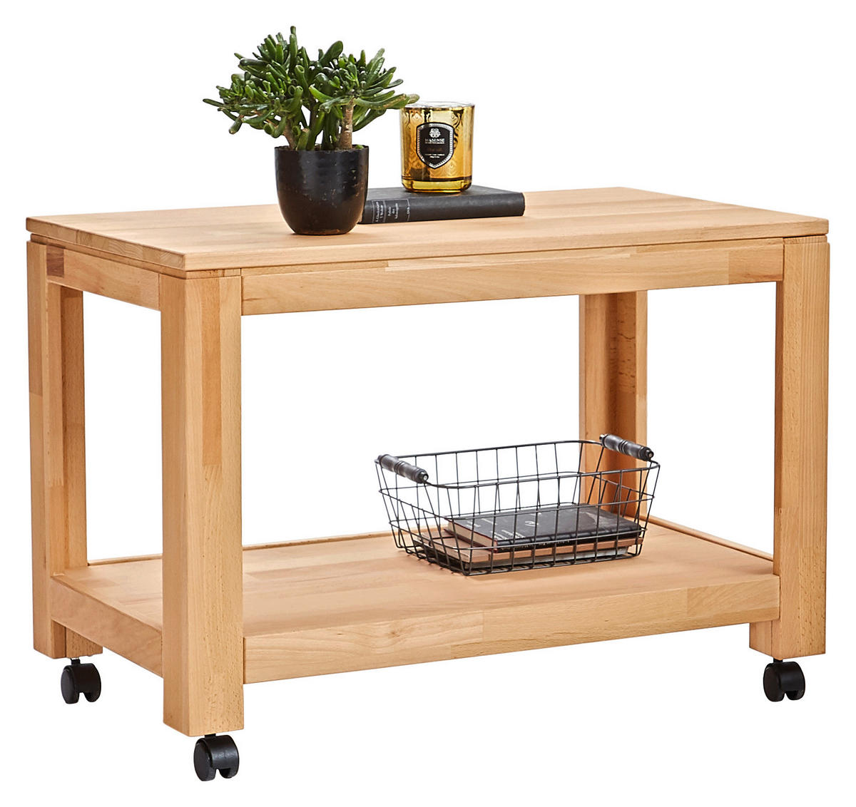 BEISTELLTISCH 80/45,5/55,5 cm Kernbuche massiv Buchefarben rechteckig  - Buchefarben, KONVENTIONELL, Holz/Kunststoff (80/45,5/55,5cm) - Linea Natura