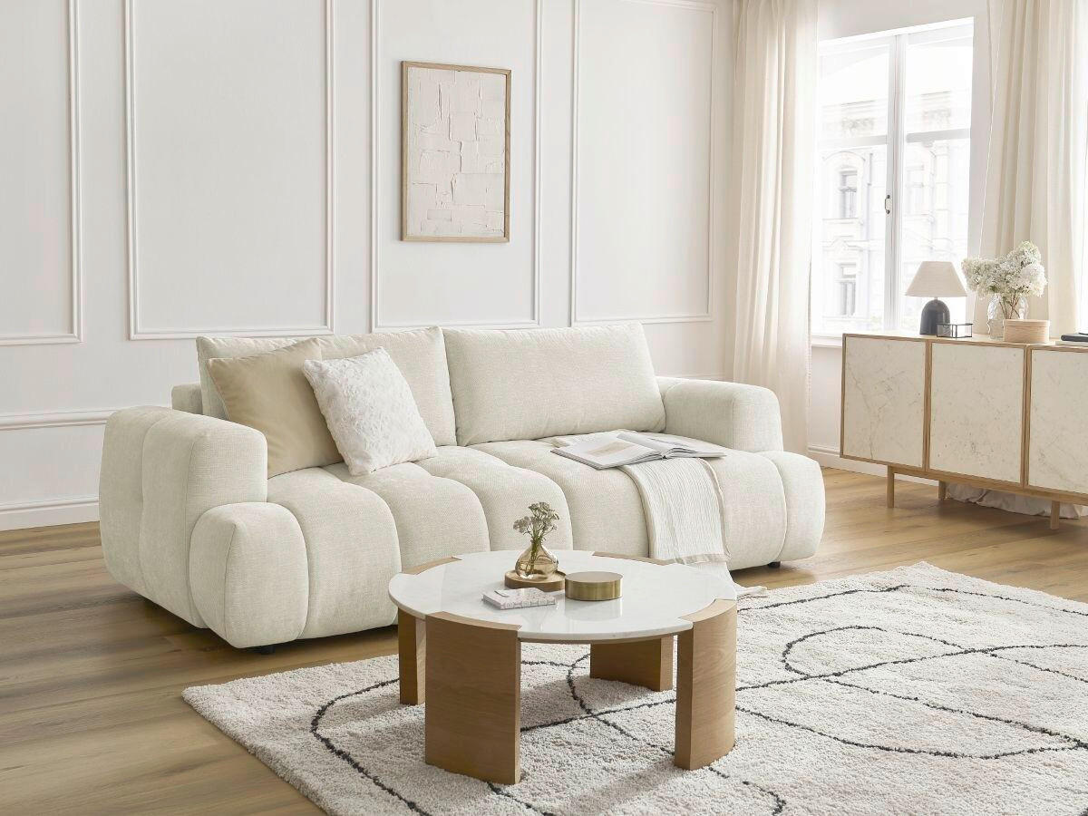 SCHLAFSOFA FUJI Leinenoptik Beige  inkl.  - Beige/Schwarz, MODERN, Kunststoff/Textil (251/113/88cm)