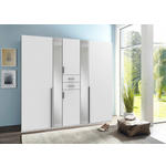 KLEIDERSCHRANK  in Weiß  - Alufarben/Weiß, KONVENTIONELL, Glas/Holzwerkstoff (225/208/58cm) - Carryhome