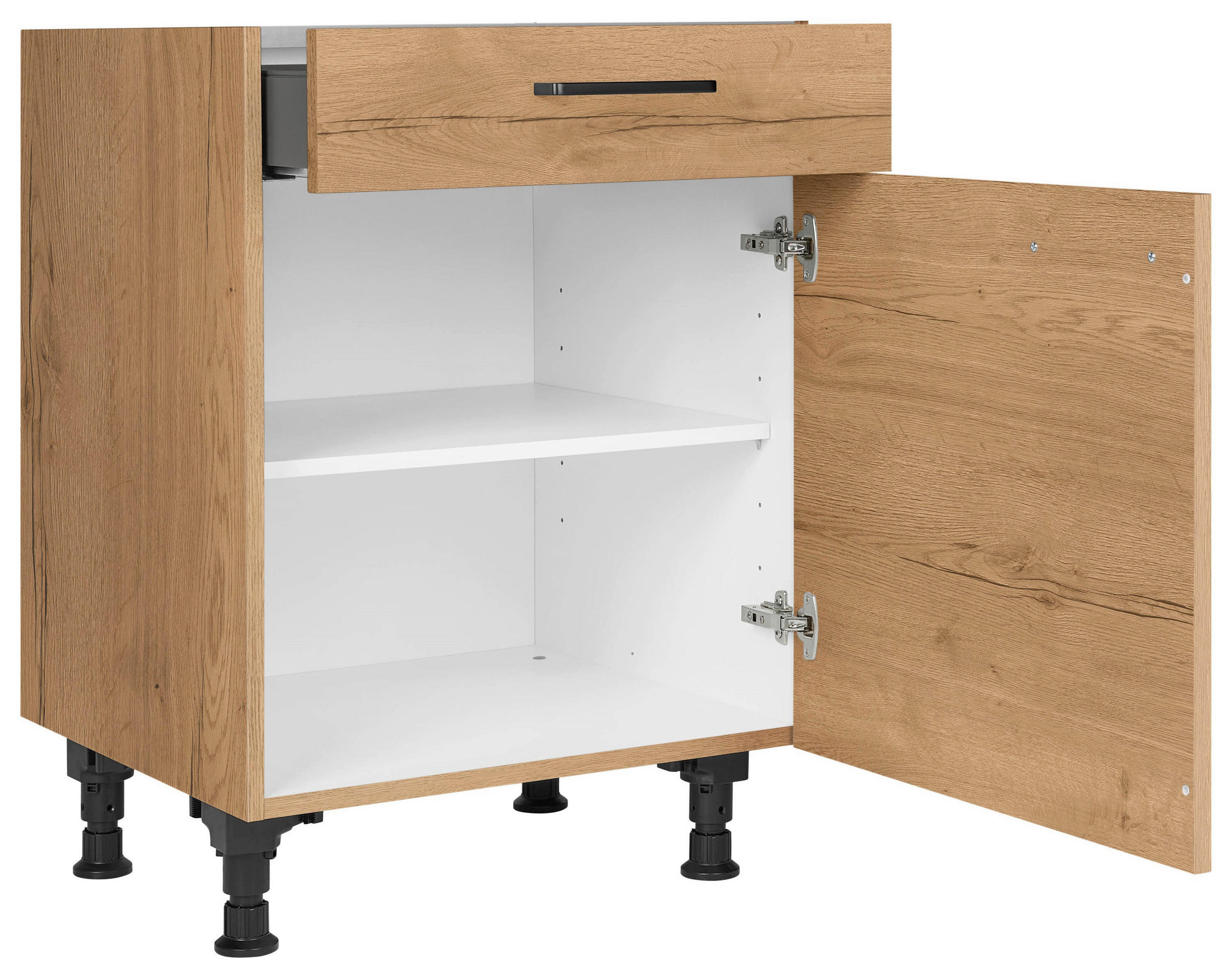 SCHUBKASTENUNTERSCHRANK 60/87/56 cm  in Eichefarben  - Eichefarben/Schwarz, MODERN, Holzwerkstoff/Metall (60/87/56cm) - Nobilia