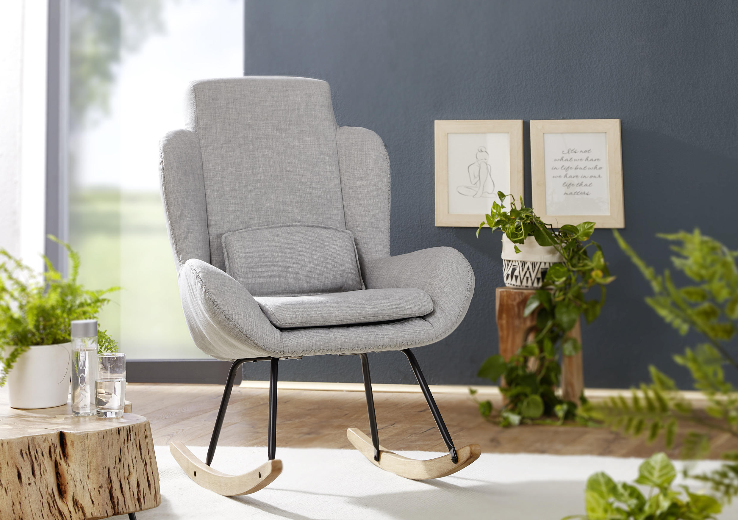 HOJDACIE KRESLO - sivá/farba duba, Design, kov/drevo (75/110/88,5cm) - MID.YOU