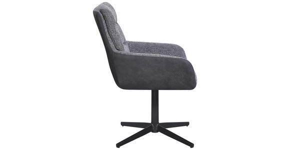 ARMLEHNSTUHL  Sitzfläche 360° drehbar Webstoff, Mikrofaser  Grau, Schwarz  - Schwarz/Grau, Design, Textil/Metall (61/89/66cm) - Carryhome