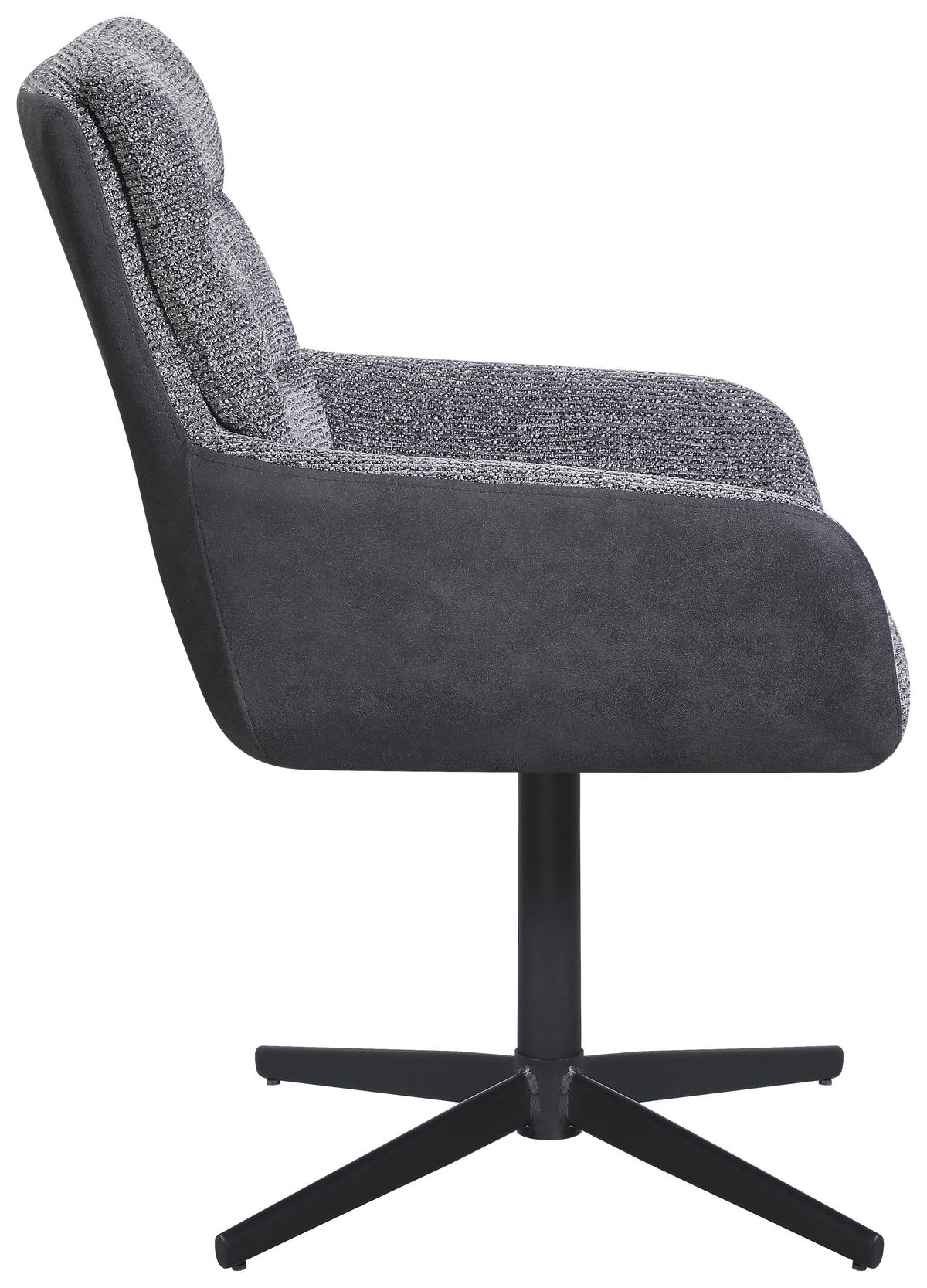 ARMLEHNSTUHL  in Eisen Webstoff, Mikrofaser  - Schwarz/Grau, Design, Textil/Metall (61/88/66cm) - Carryhome