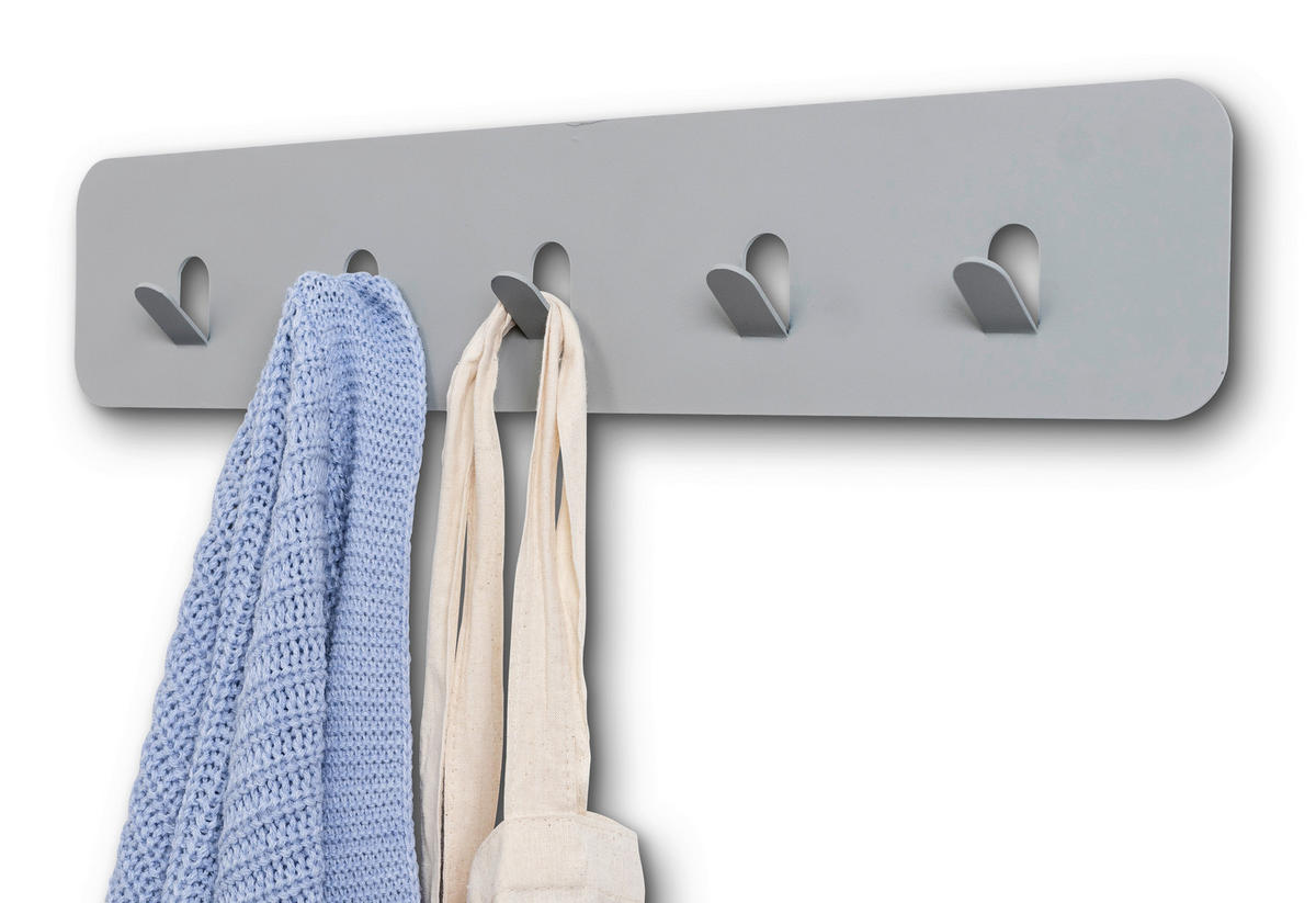 HAKENLEISTE  in Grau  - Grau, Design, Metall (50/10/3cm) - Xora