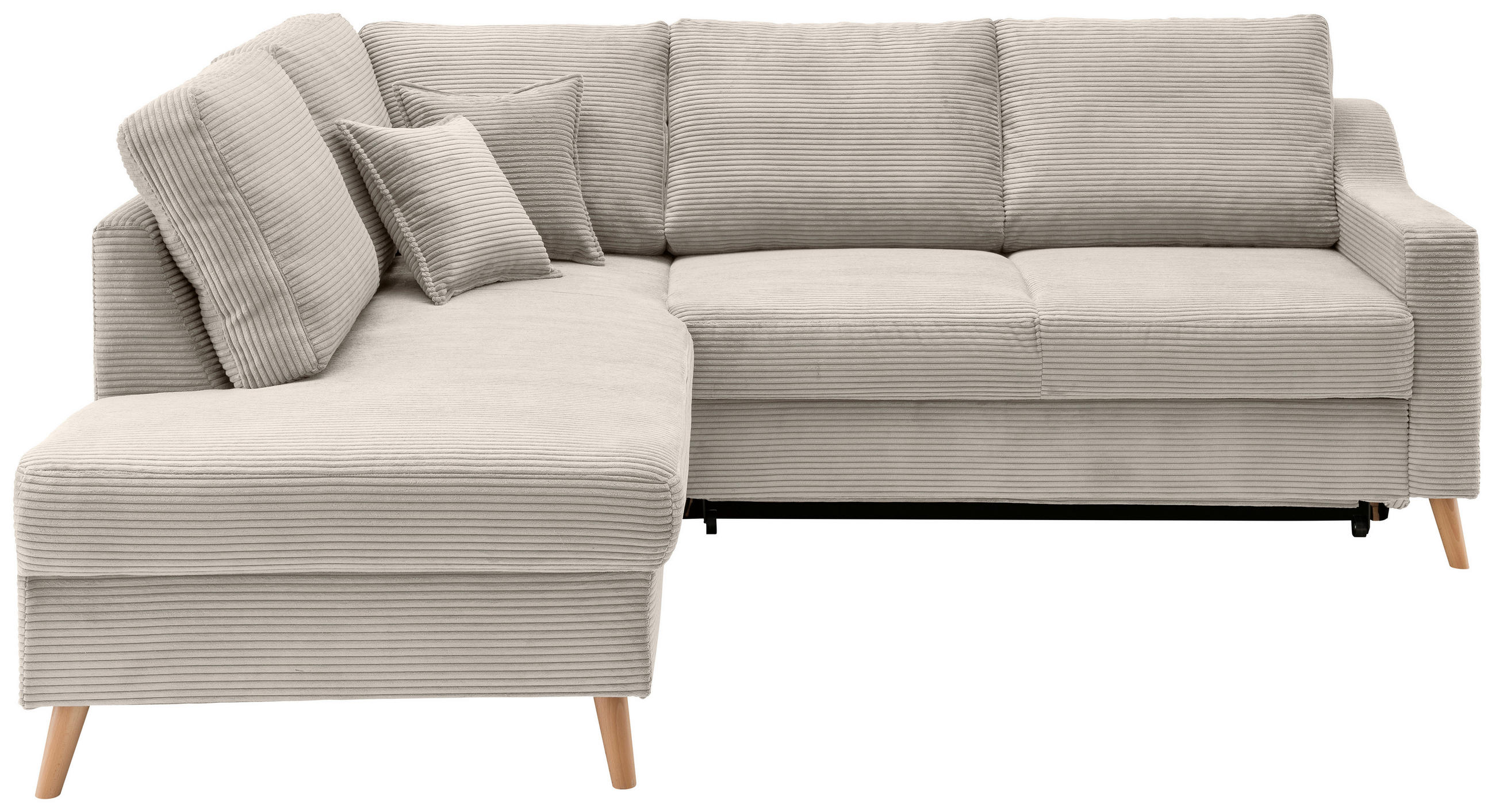 ECKSOFA in Cord Beige  - Beige/Naturfarben, MODERN, Holz/Textil (200/230cm) - Livetastic