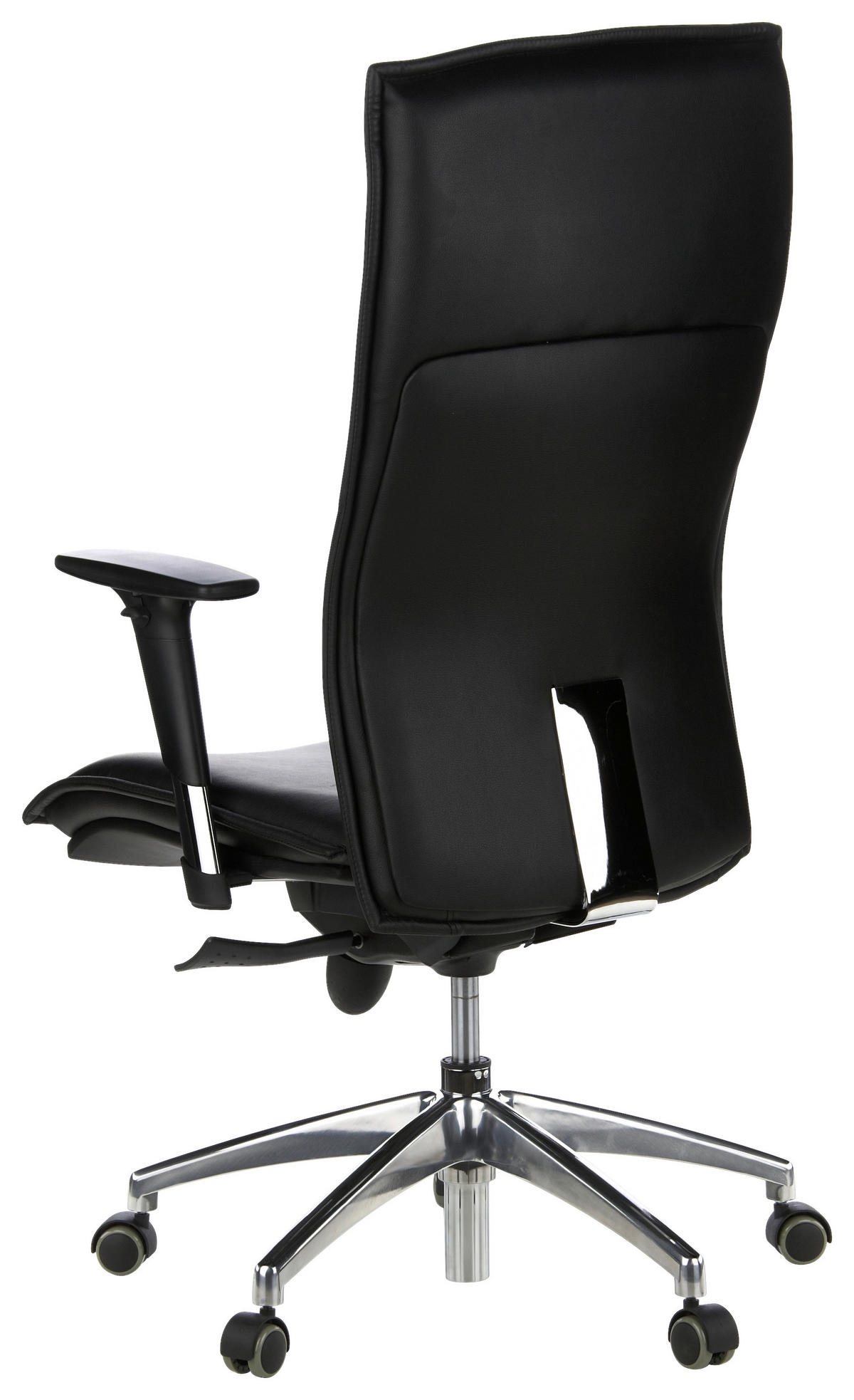 VRTLJIVI STOL tekstil, usnje črna  - črna/barve aluminija, Moderno, kovina/umetna masa (59/133/52cm) - MID.YOU