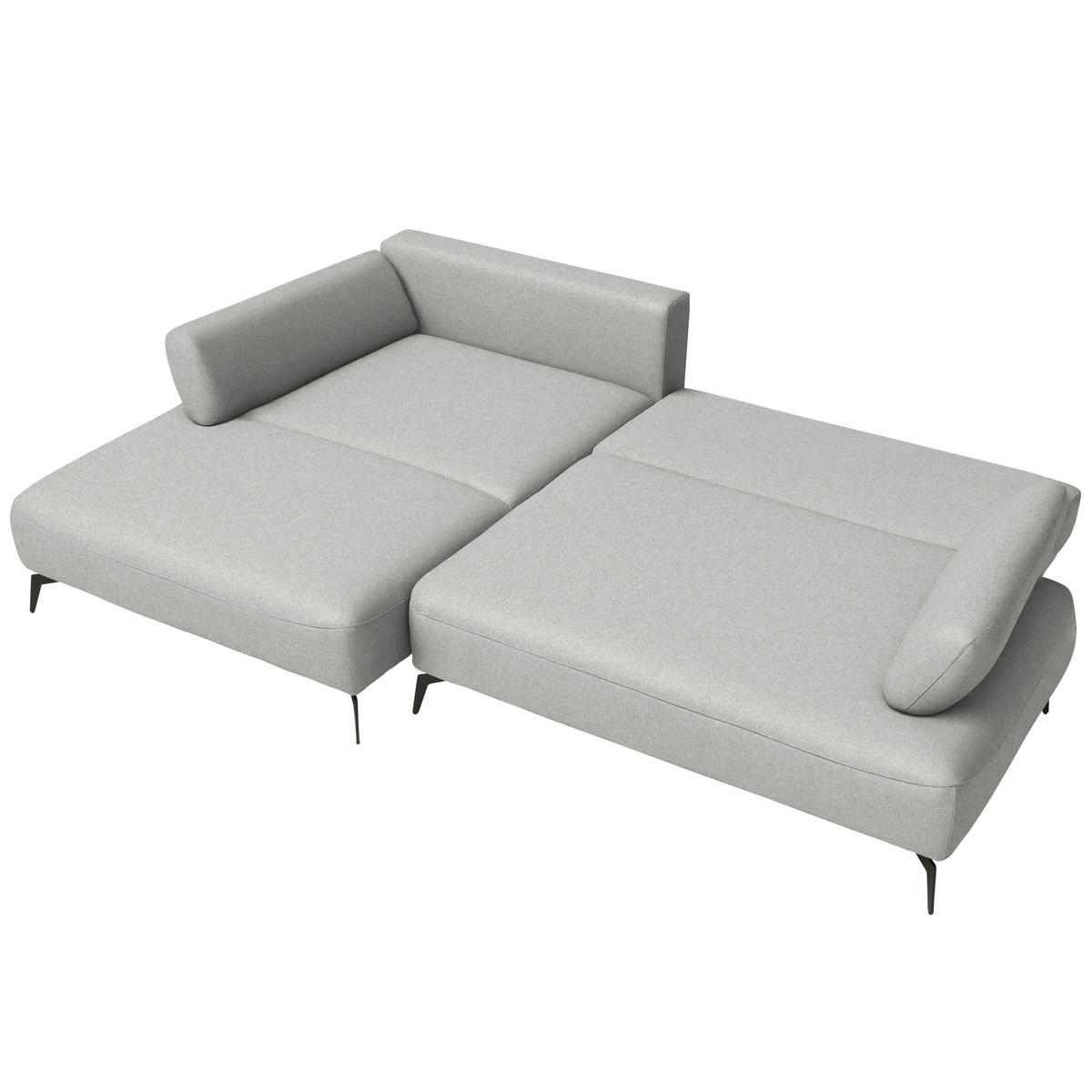 ECKSOFA COLORADO in Struktur Hellgrau  - Hellgrau/Schwarz, Design, Textil/Metall (186/284cm) - Lomoco
