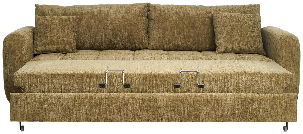 SCHLAFSOFA Flachgewebe Olivgrün  - Schwarz/Olivgrün, Design, Holz/Textil (236/88/101cm) - Lomoco