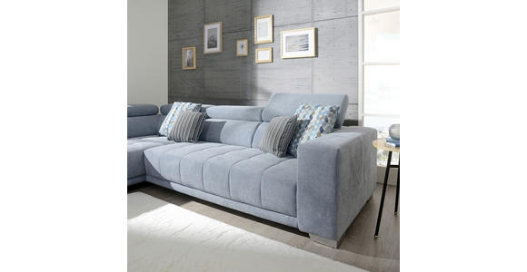 ECKSOFA in Mikrofaser Hellblau  - Chromfarben/Hellblau, Design, Textil/Metall (207/301cm) - Xora