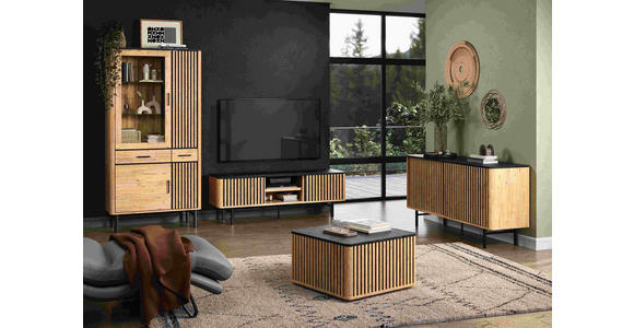 SIDEBOARD in 160/80,5/45 cm - Schwarz/Akaziefarben, LIFESTYLE, Holz/Metall (160/80,5/45cm) - Landscape