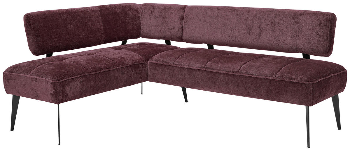 ECKBANK 162/212 cm Webstoff Bordeaux Metall   - Bordeaux/Schwarz, MODERN, Textil/Metall (162/212cm) - Welnova