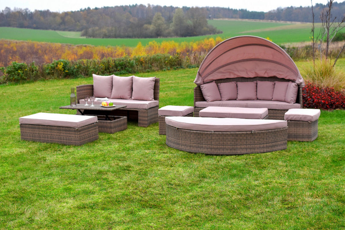 GARTENSET 8-teilig  - Naturfarben, MODERN, Kunststoff/Metall (180/147/183cm) - Gardenson