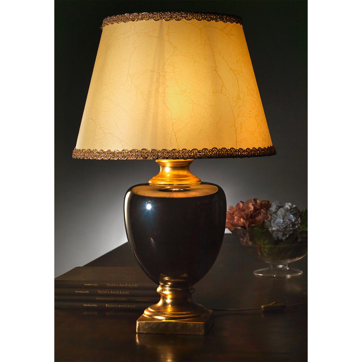 TISCHLEUCHTE 45/45/75 cm   - Hellbraun/Goldfarben, KONVENTIONELL, Keramik/Textil (45/45/75cm)