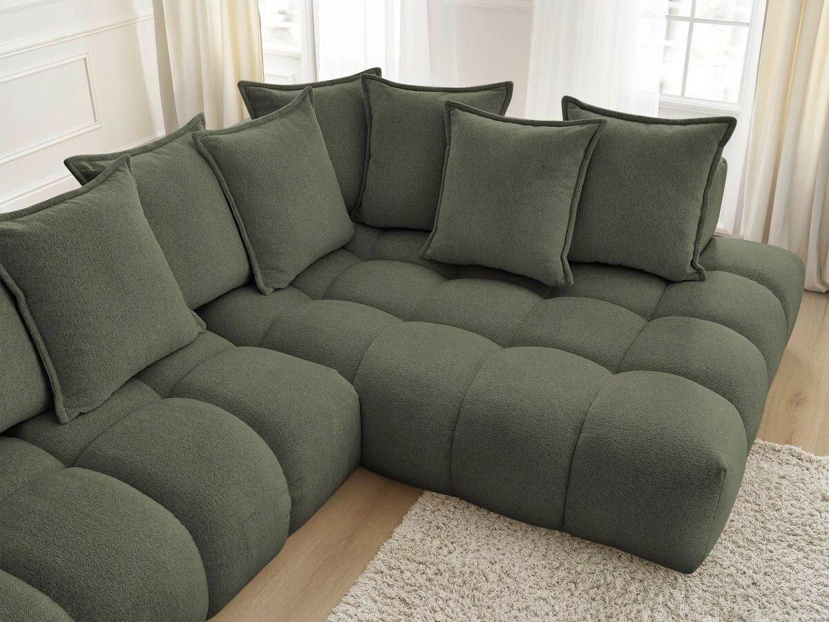 ECKSOFA Ottomane rechts  EVEREST Grün Flachgewebe  - Schwarz/Grün, MODERN, Kunststoff/Textil (352/210cm)